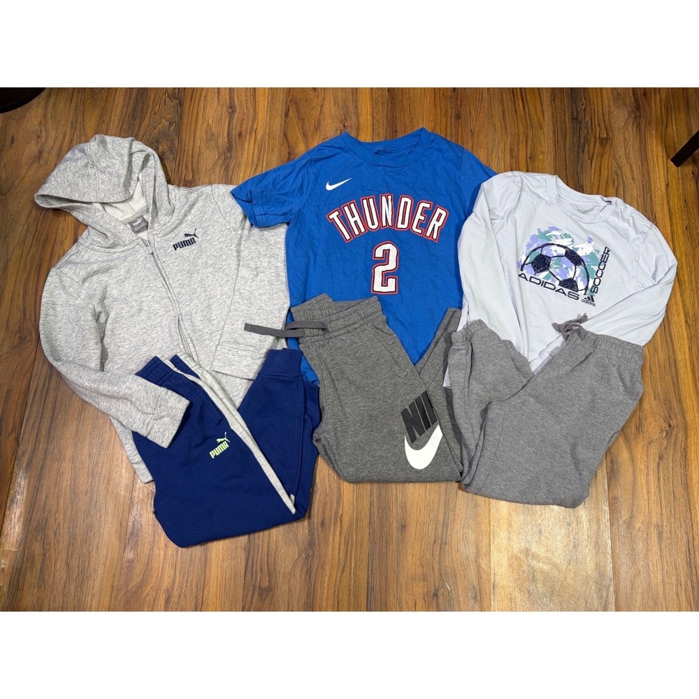 Nike Puma Adidas Boys Size 6 6pc OKC Thunder Shai Hoodie Joggers Athletic Lot